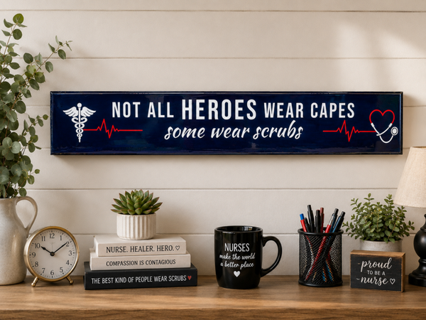 Nursing Wooden Sign – Not All Heroes Wear Capes