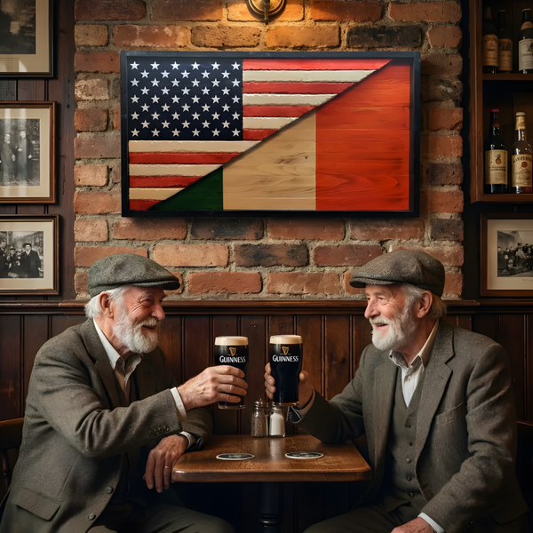 Irish‑American Wooden Flag – Handcrafted Two‑Layer Heritage Décor