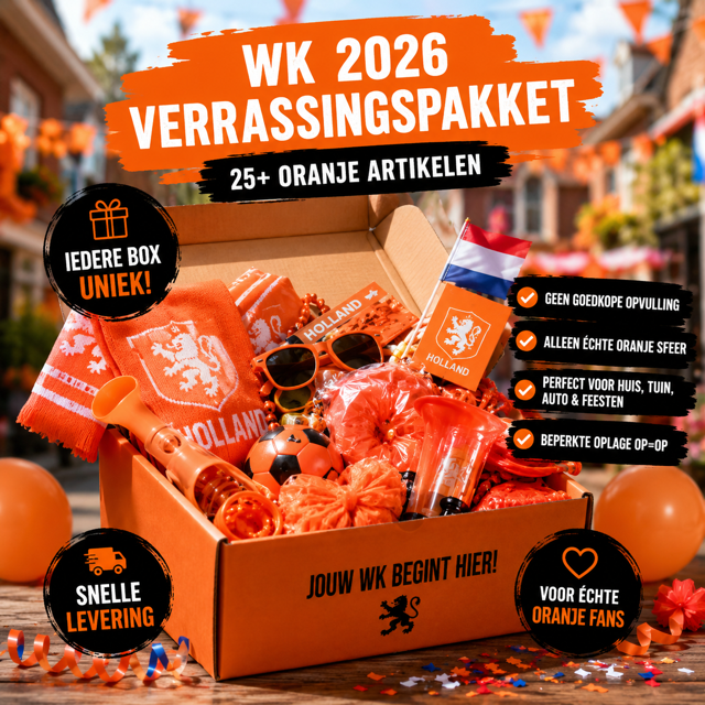 WK 2026 Oranje Verrassingspakket – 25+ Oranje Fanartikelen Mystery Box