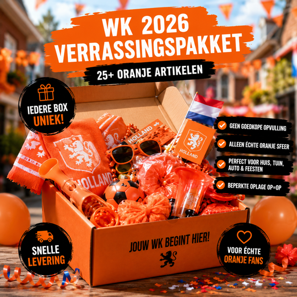 WK 2026 Oranje Verrassingspakket – 25+ Oranje Fanartikelen Mystery Box