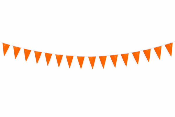 Oranje vlaggenlijn 10 meter – 20 plastic vlaggetjes | WK 2026 versiering voor het Nederlands elftal