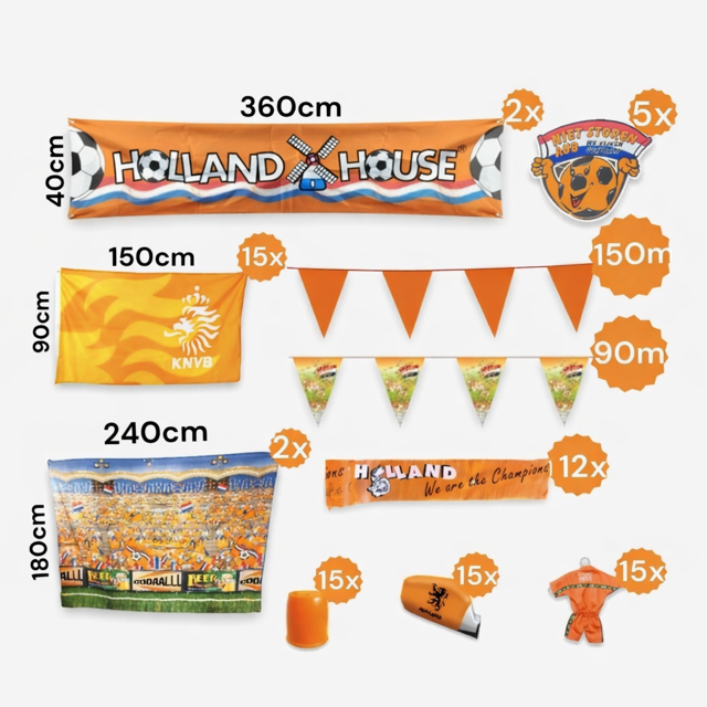 De OranjeFan Oranje Straat‑ & Bedrijvenpakket WK 2026 – 109‑delig