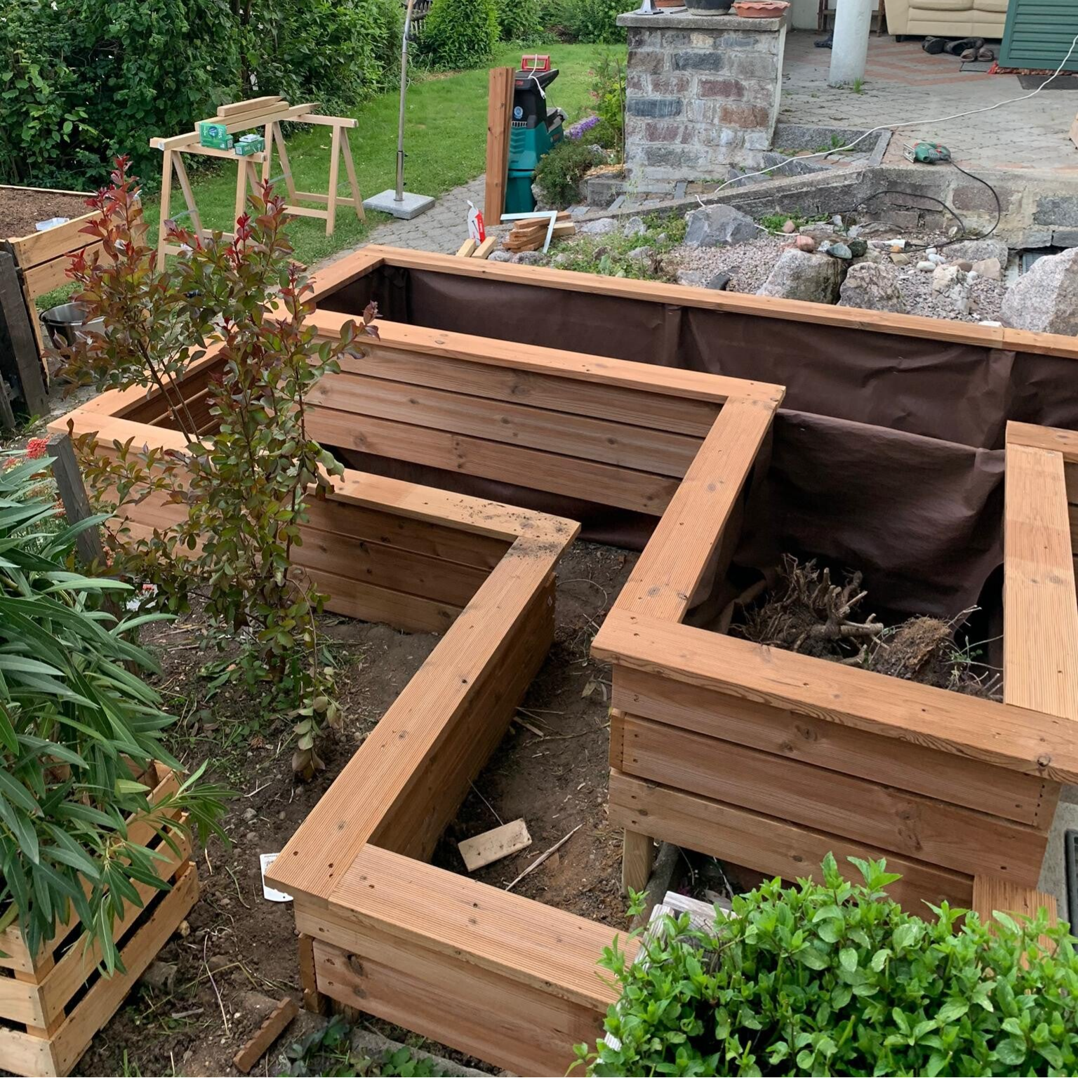 Hochbeet aus Holz L-Form