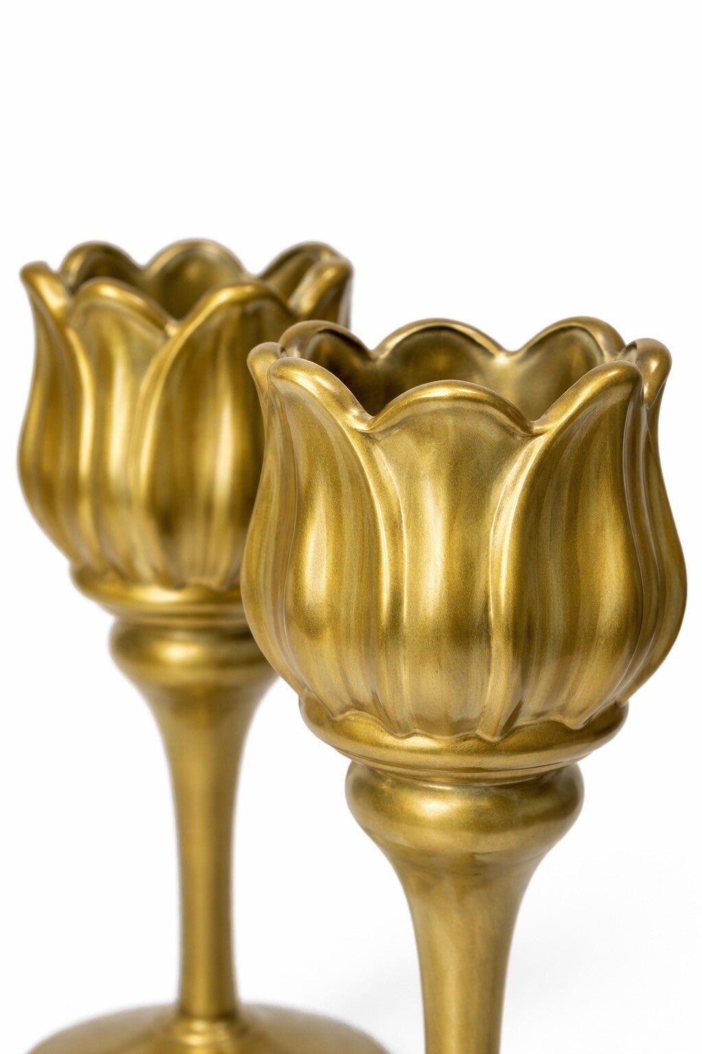 Tulp kandelaar 22 cm hoog goud kleurig