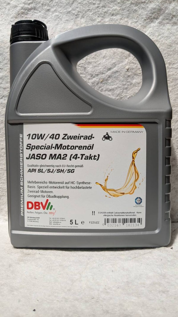 2 x 5Liter 10W-40 DBV-ZWEIRAD-SPECIAL-MOTORENÖL JASO MA (4-TAKT)