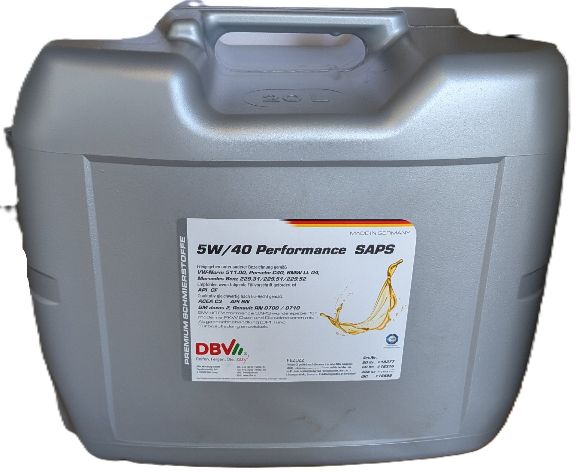 DBV 5W-40 PERFORMANCE SAPS