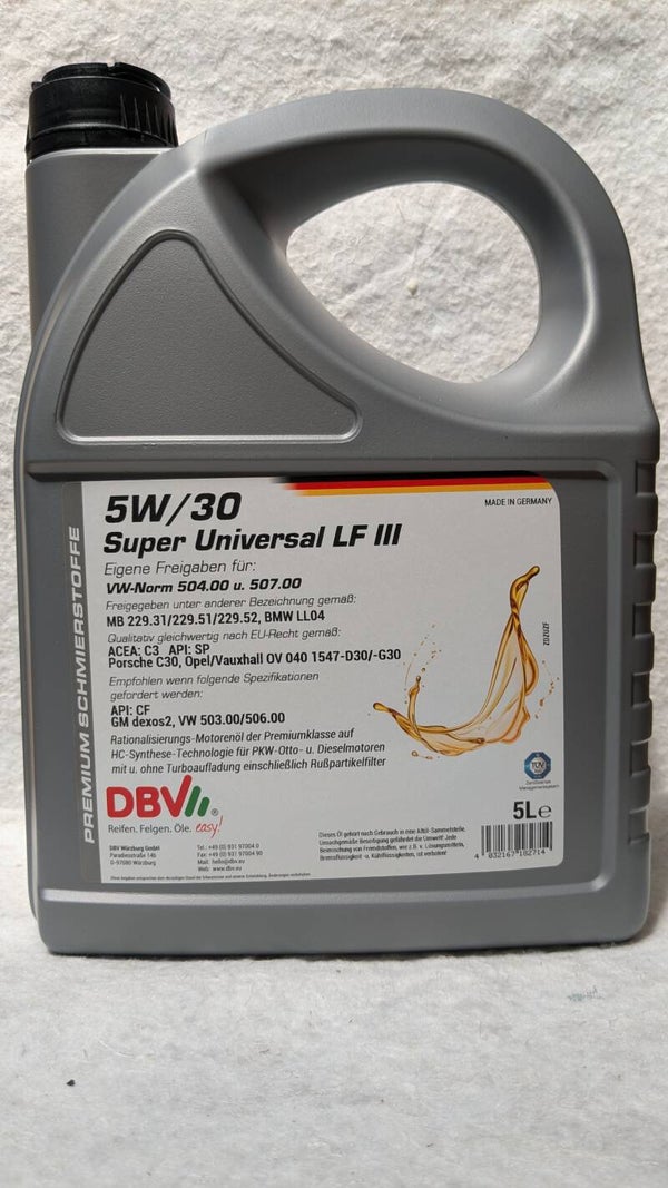 2 x 5Liter DBV 5W-30 Super Universal Longlife III
