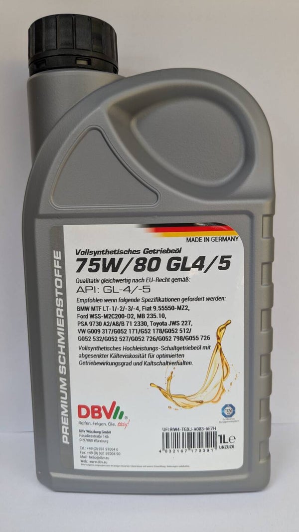 10 x 1Liter DBV 75W-80 GL4/5 (VOLLSYNTHETISCH)