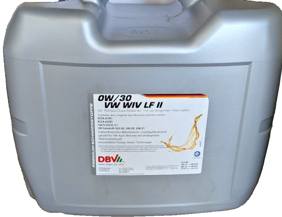 DBV 0W-30 VOLLSYNTHETISCH FÜR VW WIV LONGLIFE II