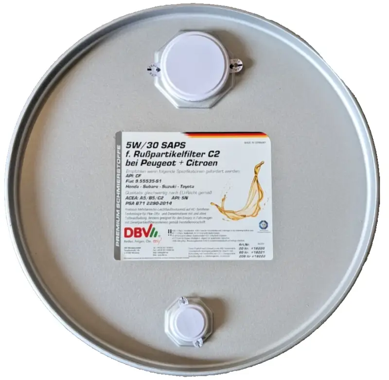 DBV 5W/30 SAPS RUSSPARTIKELFILTERÖL C2 FÜR PEUGEOT + CITROEN