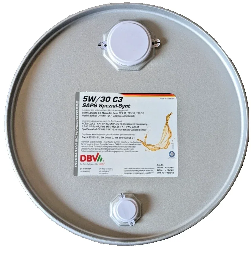 DBV 5W/30 SAPS RUSSPARTIKELFILTERÖL C3 FÜR BMW, MB, OPEL DEXOS 2, VW-PDI