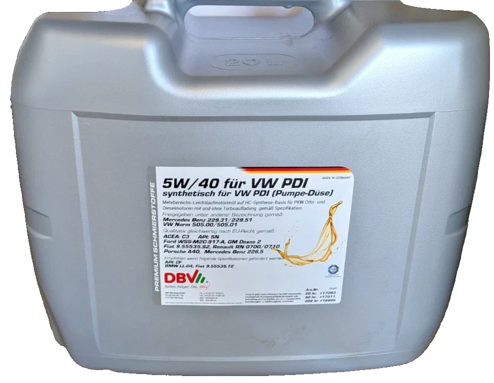 DBV 5W-40 SYNTHETISCH FÜR VW PDI (PUMPE-DÜSE)