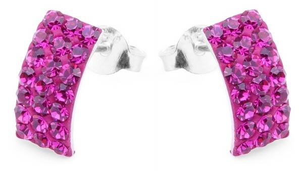 Fuchsia Oorbellen met Glitter – Zilver 11 x 5 mm