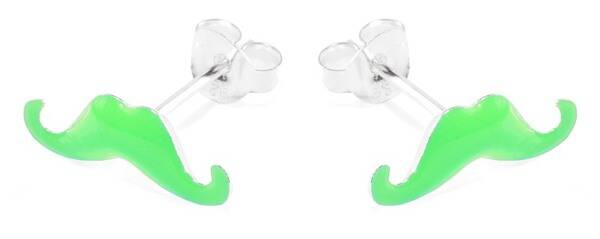 Groene “Snor” Oorbellen Silver – 12 mm