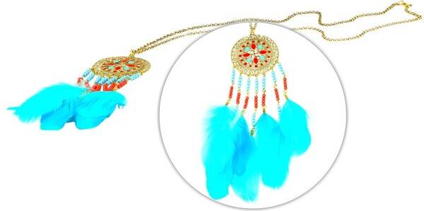 Ketting met Hanger “Pluimen” – Bohemian Dromenvanger Ketting L. 200 mm