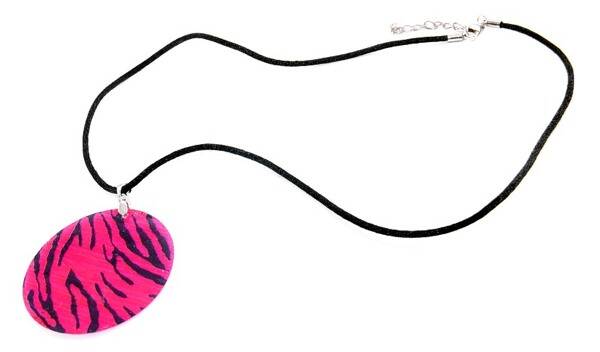 Ketting met Hanger “Zebra Paars / Zwart” – Trendy Statement Ketting