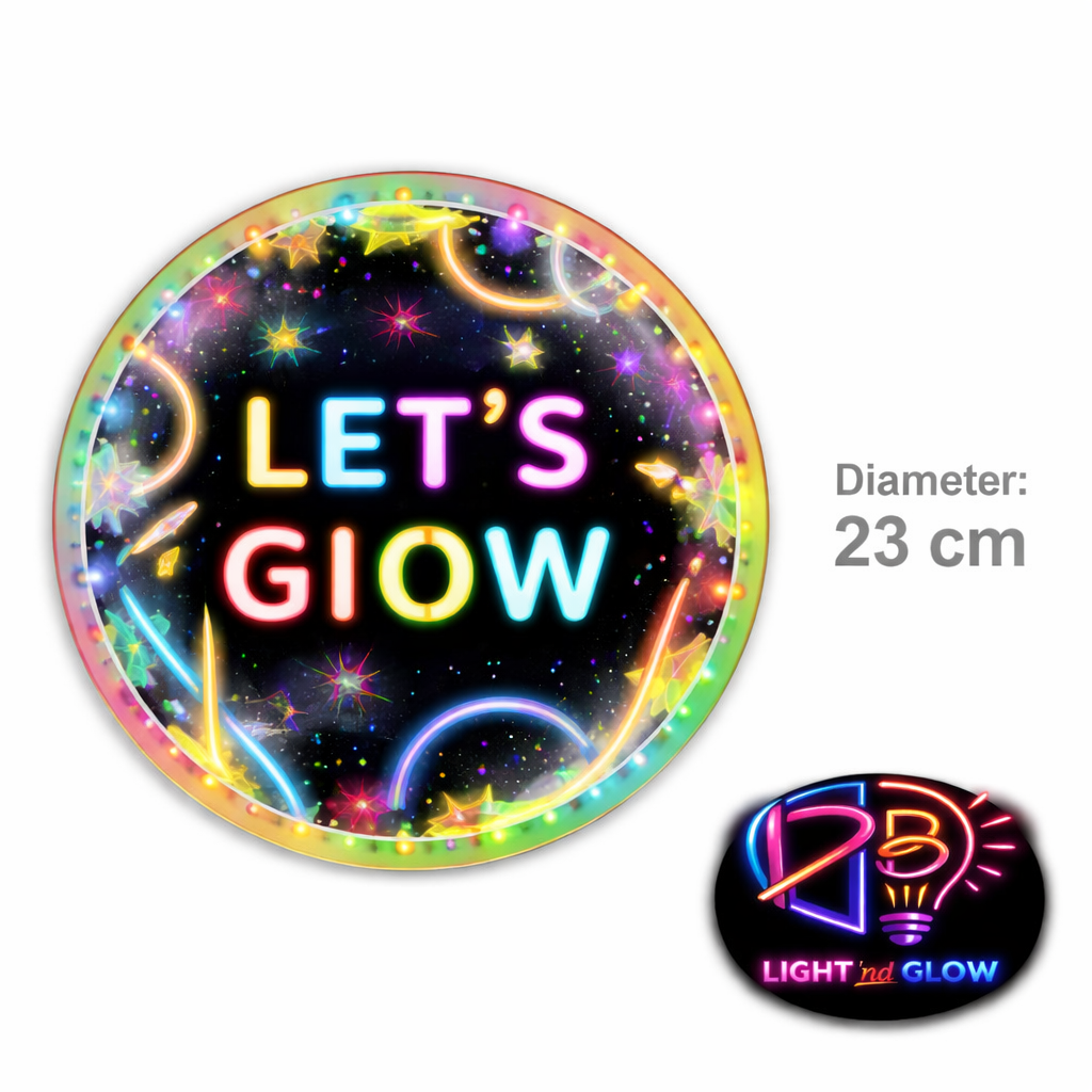 Lets Glow papieren bordjes 10 stuks