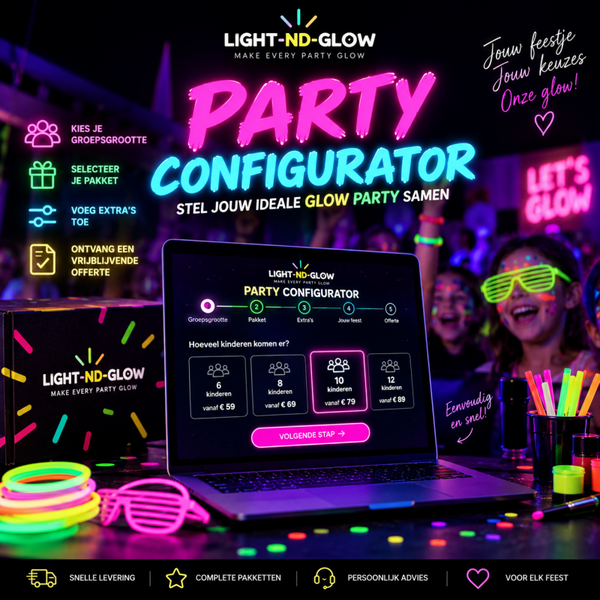Stel jouw glow party samen! vanaf 5 personen