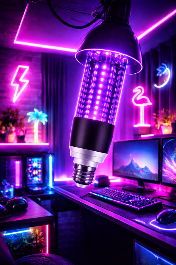 15W UV LED Lamp E27 – Neon Blacklight Bulb 360° – Perfect voor Gaming, Party & Neon Decor