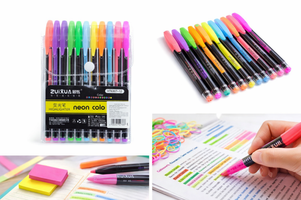 Neon Highlighter Set – 12 kleuren