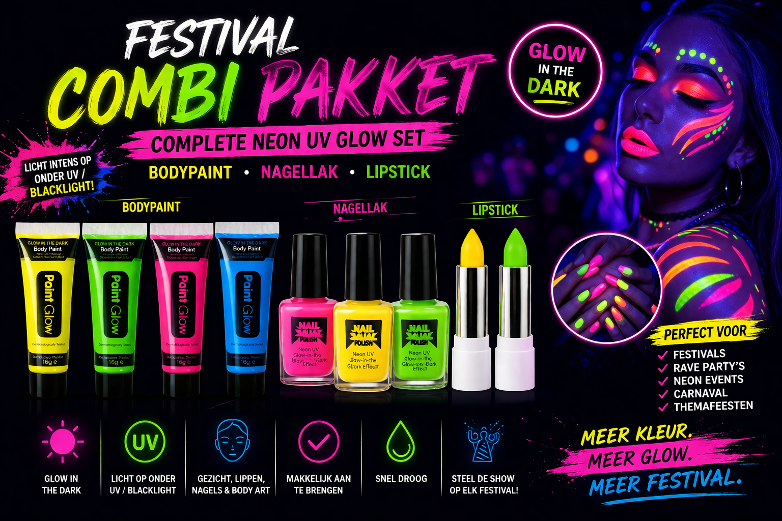 Festival Combi Pakket – Complete Neon UV Glow Set