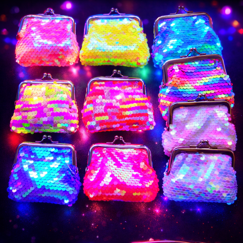 Neon Sequin Portemonnee – Glow Mini Wallet | Glitter & Kleurige Party Accessoire