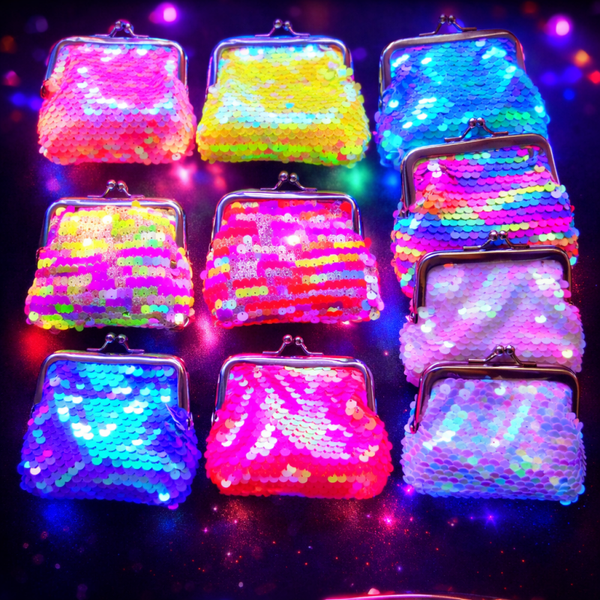 Neon Sequin Portemonnee – Glow Mini Wallet | Glitter & Kleurige Party Accessoire