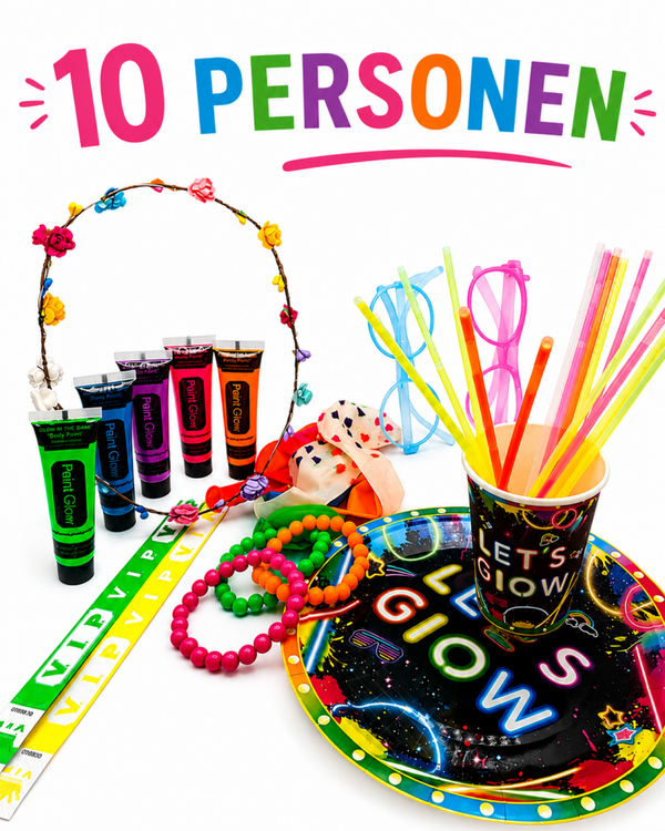 Glow in the Dark Party Pakket – Neon Kinderfeestje voor 10 Personen
