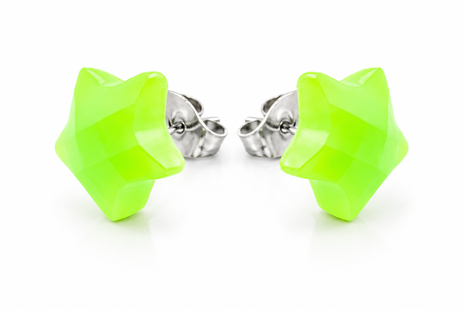 Stervormige Oorknopjes – Neon Groen Ø 13 mm 💚