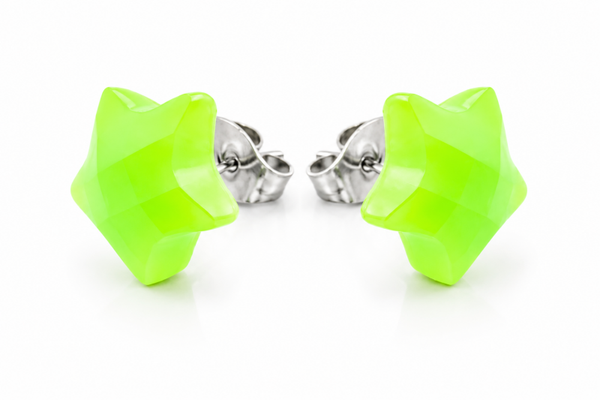 Stervormige Oorknopjes – Neon Groen Ø 13 mm 💚
