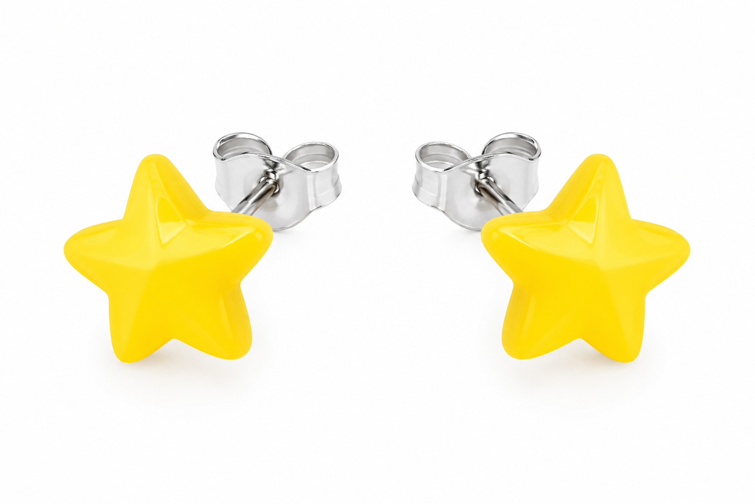 Stervormige Oorknopjes – Neongeel Ø 13 mm 💛