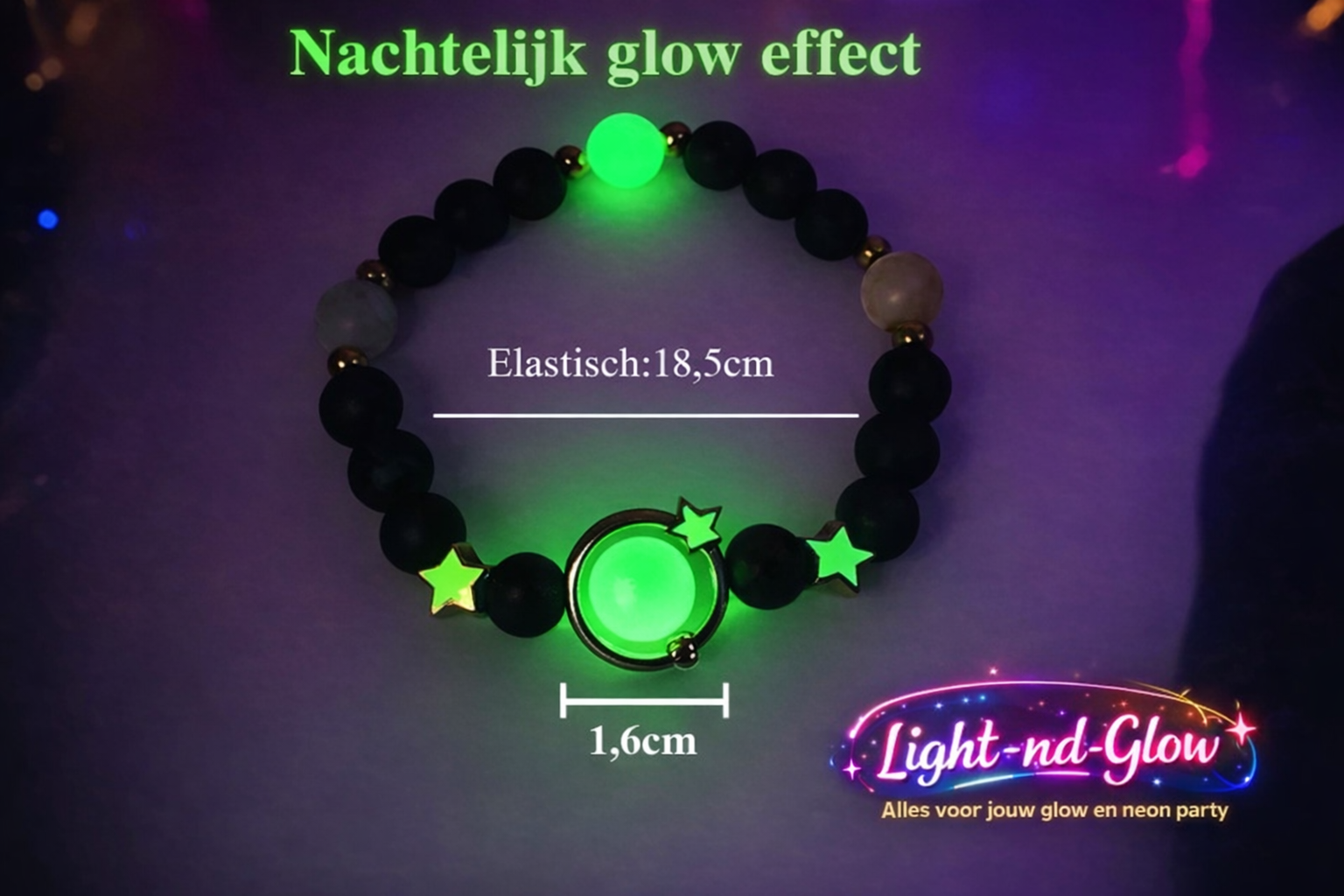 🌟 Glow armband – Groen & Blauw