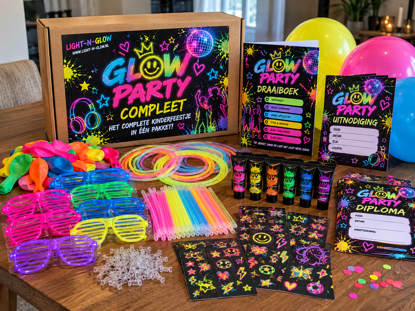Glow Party COMPLETE – Kinderfeestpakket vanaf 6 Kinderen