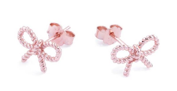 Zilveren & Roségouden Strik Oorknopjes