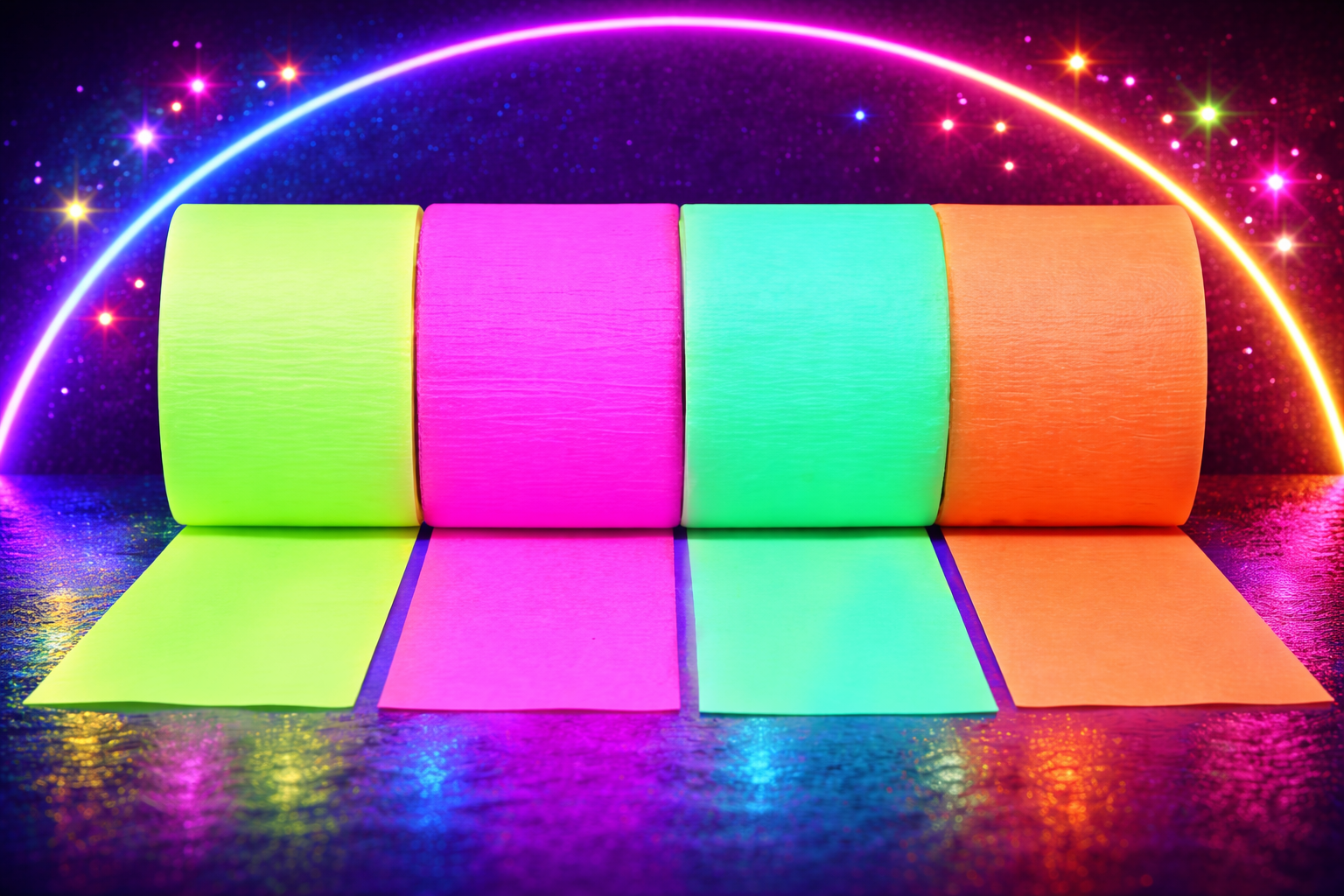 NEON feestdecoratie (crepe papier)