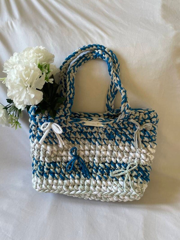 Meet our stunning Blue, White & Grey summer bag