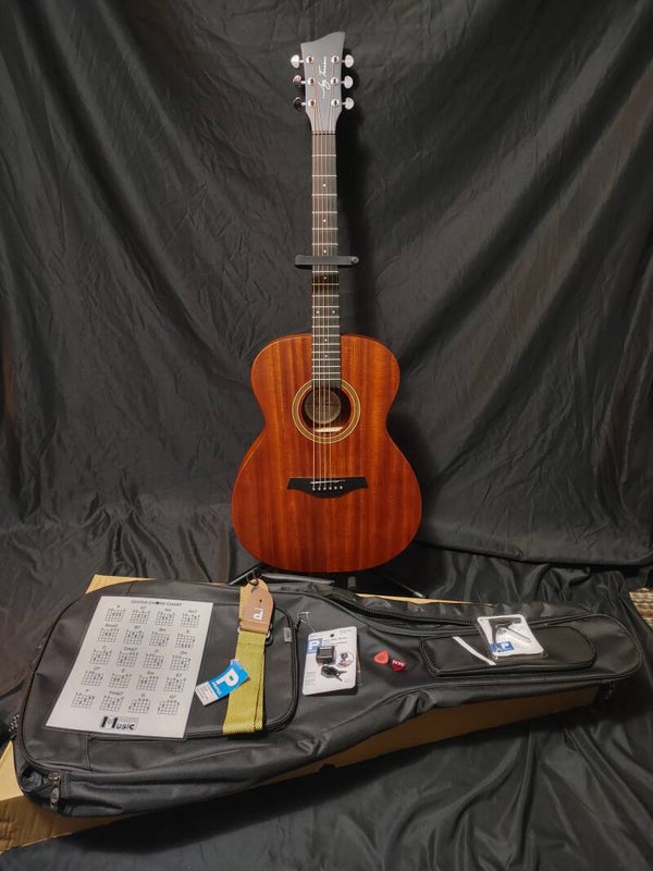 JAY TURSER FOLK ACOUSTIC GUITAR BUNDLE IN MAHOGANY SATIN