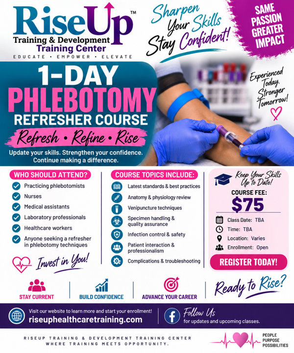RiseUp 1-Day Phlebotomy Refresher – BNPL Option