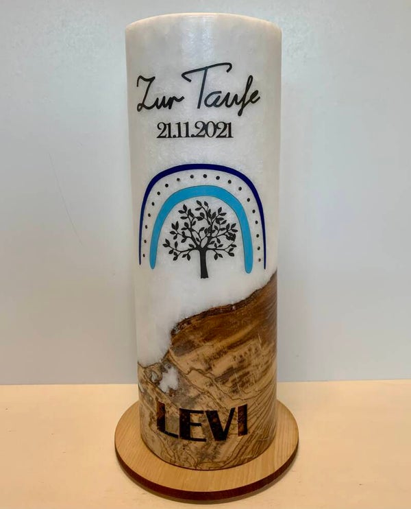 Taufkerze rund "Regenbogen"