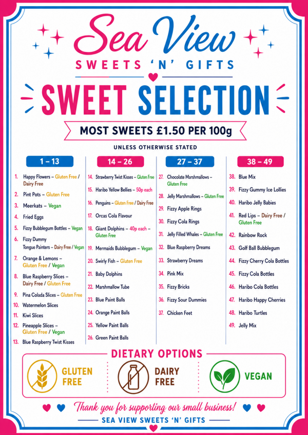sweet list - column ( 14 - 26 ONLY )