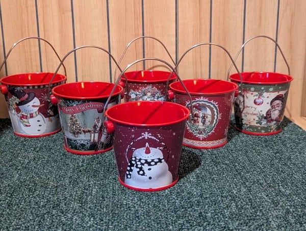 Small Christmas tin bucket