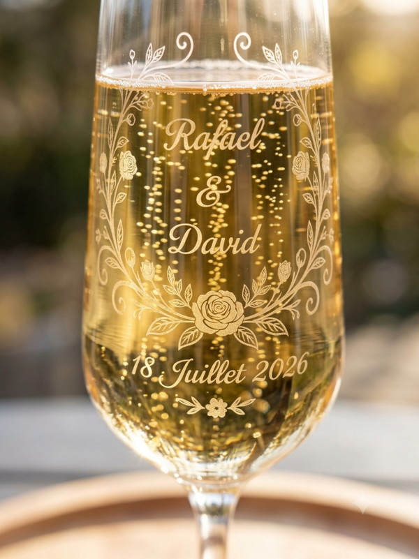 Flûte à champagne gravée