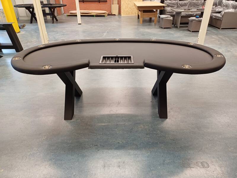 Pokertafel bean 240cm met led verlichting, dealertray & cups in de rand