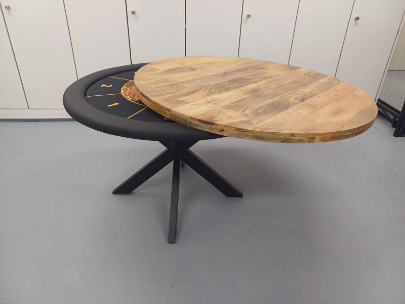 Pokertafel rond 120cm met 6 cupholders in het speelveld  incl cover