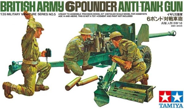 British Army 6 Pounder Anti-Tank Gun Tamiya  Nr. 35005  1:35 Boxart 6 Pounder Anti-Tank Gun 35005 Tamiya