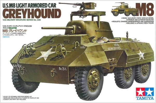 U.S. M8 Light Armored Car Greyhound Tamiya Nr. 35228 1:35 neu