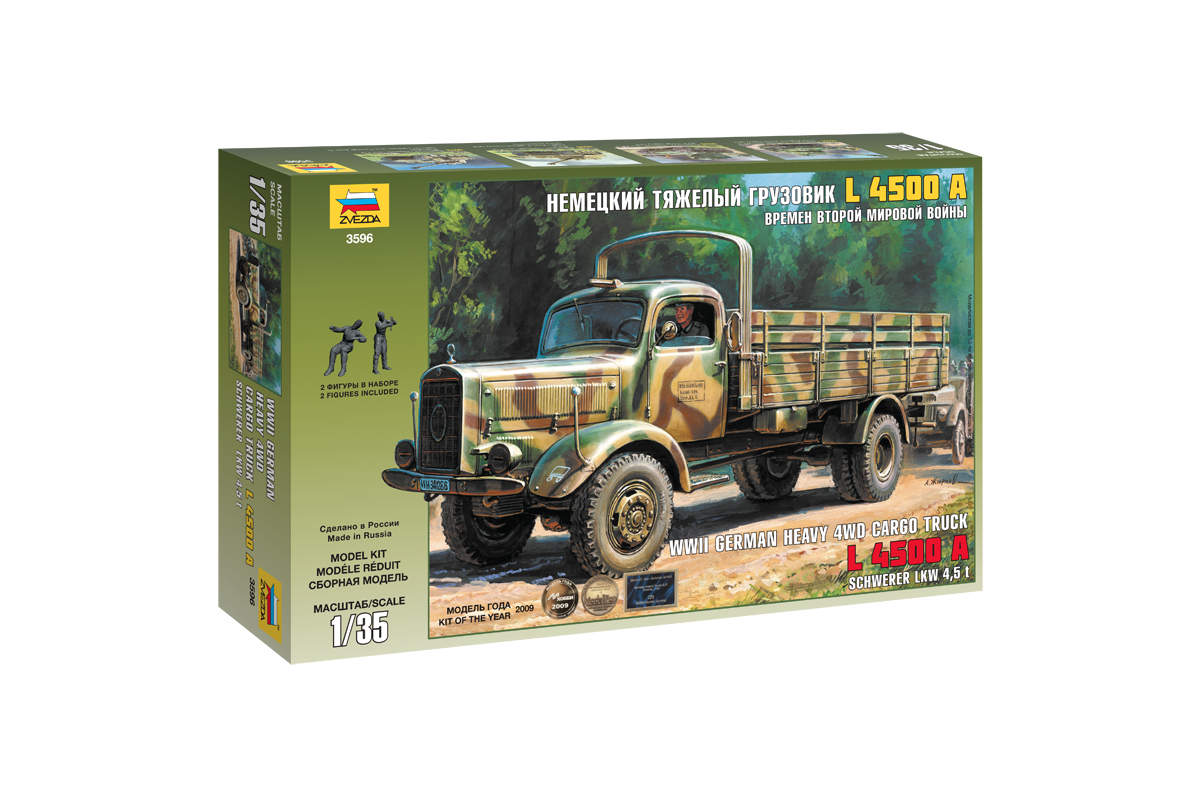 WWII German Heavy 4WD Cargo Truck L 4500 A Schwerer Lkw 4,5 t Zvezda  Nr. 3596  1:35 aus Sammlung!