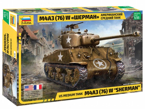 US Medium Tank M4A3 (76)W "Sherman" Zvezda  Nr. 3676  1:35 neu