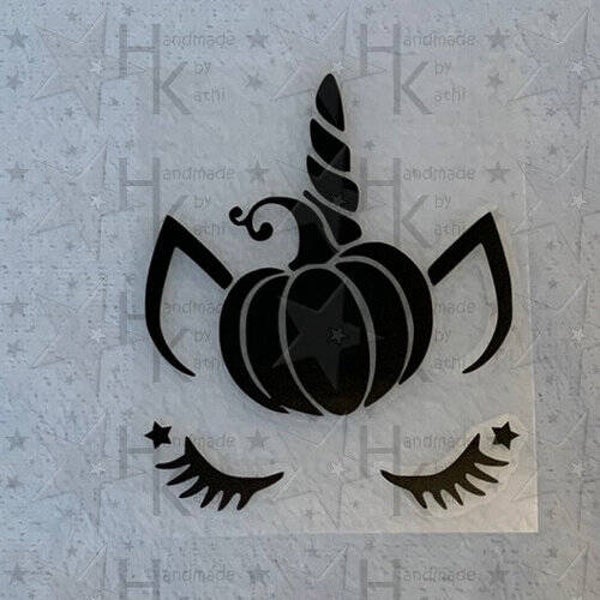 Bügelbild - Einhorn mit Kürbis (Halloween)