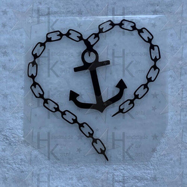 Bügelbild - Herz (Kette) mit Anker (Maritim)